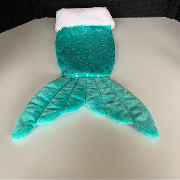 Aqua Blue teal Silver Scale Mermaid Tail Christmas Stocking Hanging Turquoise - Picture 1 of 7